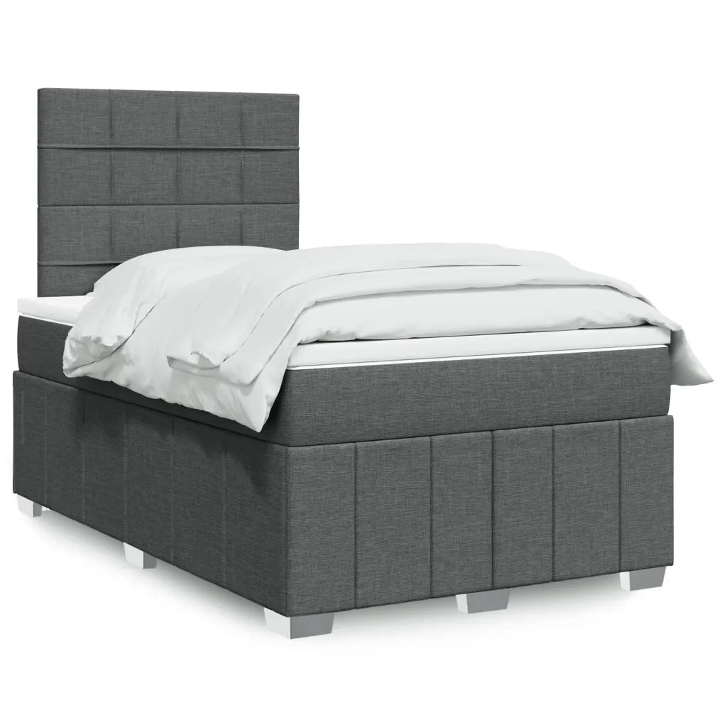 Giroletto a Molle con Materasso Grigio Scuro 120x200 cm Tessuto