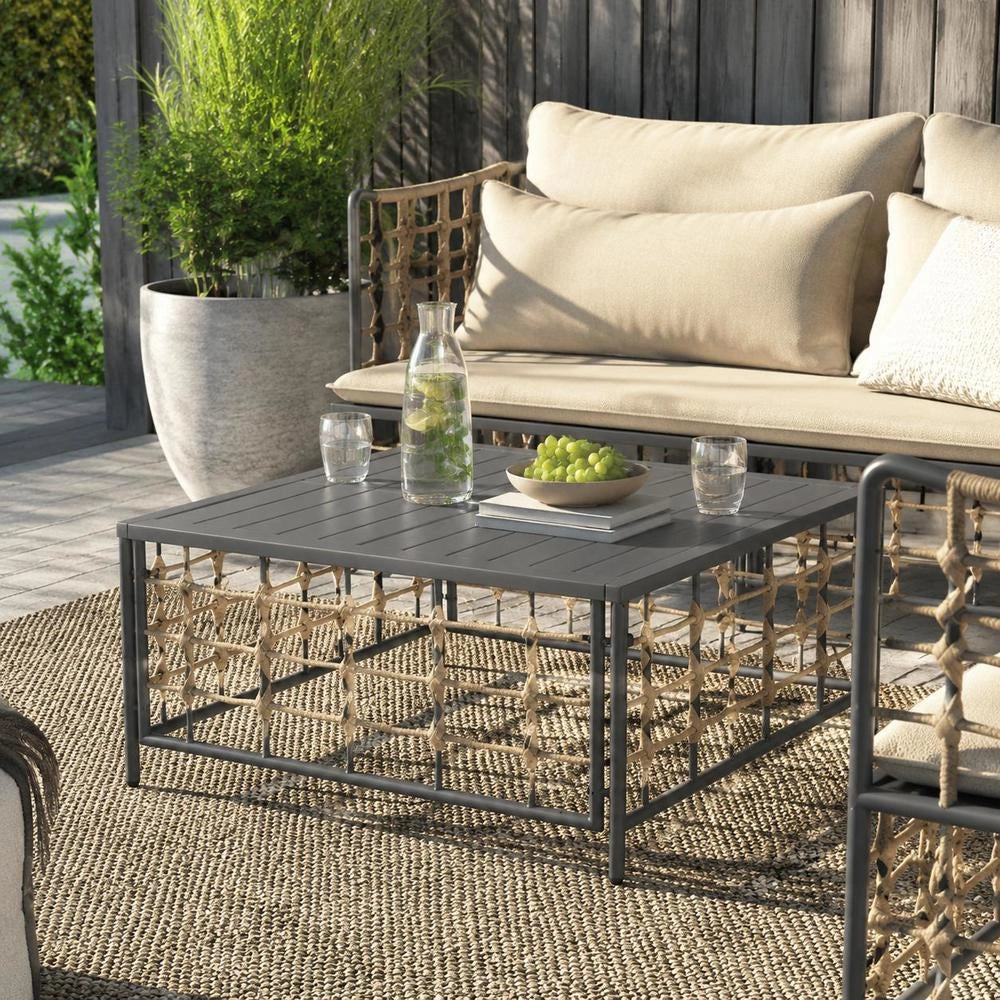 Garden Table Anthracite 70x70x34 Cm Poly Rattan