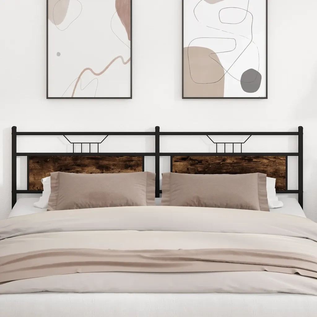 Testiera Rovere Fumo 193 cm in Legno Multistrato e Acciaio