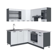 Cucina angolare completa Fame-Line Bianco rustico/Antracite 190 x 60 cm, PL Marmo Vicco