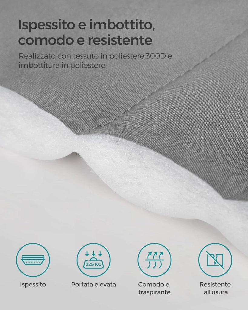 SONGMICS Amaca Doppia Imbottita, Amaca da Campeggio Giardino con Barre Curve in Bambù Separabili, con Cuscino, 200 x 140 cm, Max Portata 225 kg, Grigio e Beige GDC34CG
