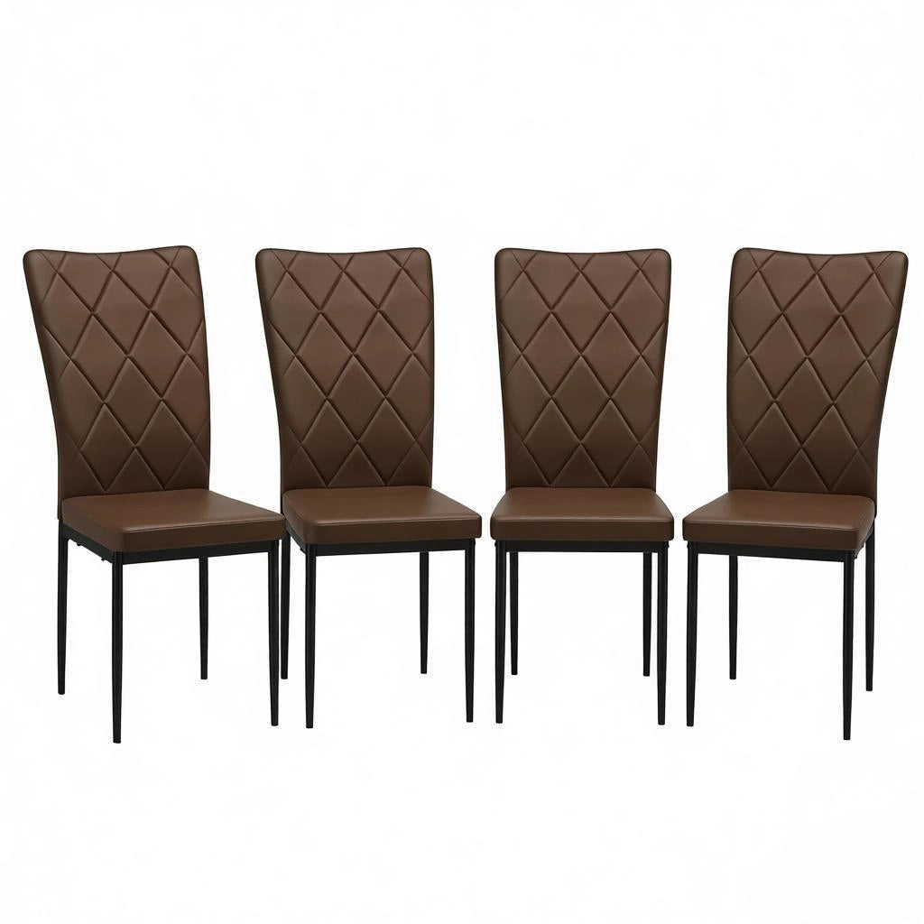 SEDIA da pranzo ergonomica 42 x 94,5 x 59 cm pelle sintetica marrone scuro Set 4 pezzi