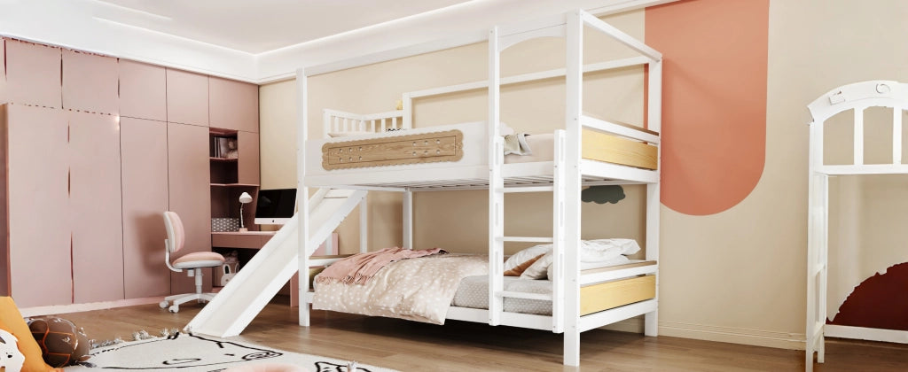 Letto a castello funzione scivolo legno 90x200 cm