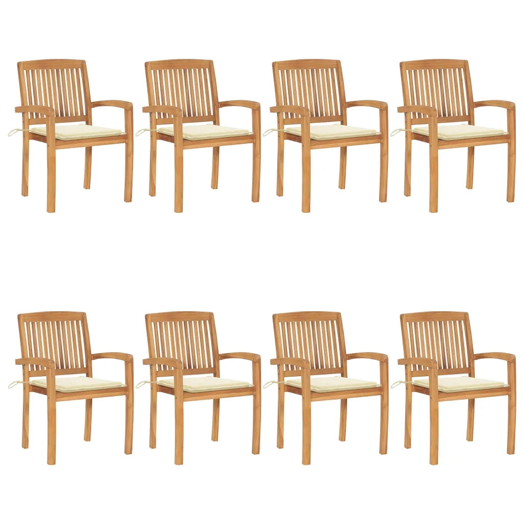 Sedie da Giardino Impilabili 8 pz con Cuscini Massello di Teak cod mxl 51850