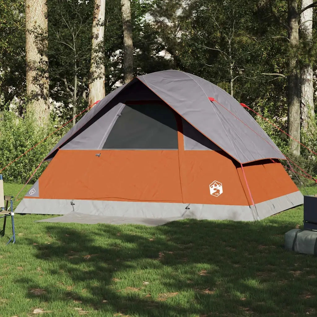 Tenda Familiare a Cupola 6 Persone Grigio e Arancione Impermeabile