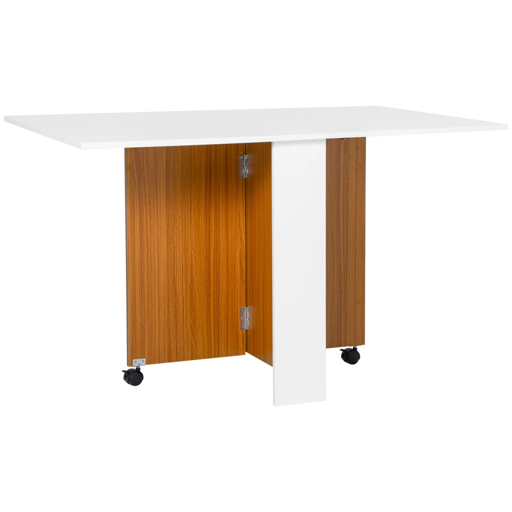 Tavolo da pranzo pieghevole e allungabile moderno ¨C zephmum ¨C 120x80x73 cm, effetto teak e bianco