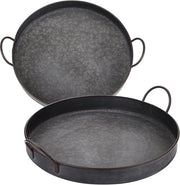 Dienbladen metallici rotondi - stile industriale fattoria - 2 pezzi - 30 cm e 25 cm