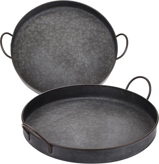 Dienbladen metallici rotondi - stile industriale fattoria - 2 pezzi - 30 cm e 25 cm