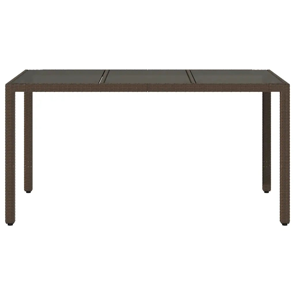 Tavolo Giardino Piano in Vetro Marrone 150x90x75 cm Polyrattan 365534