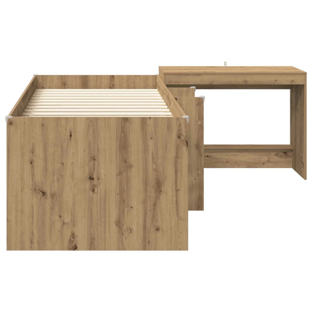 Letto alto per bambini con scrivania 2 pz Rovere Artigianale 3423461