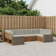Set di divani da esterno 6 pz Naturale e Grigio Chiaro 3383789