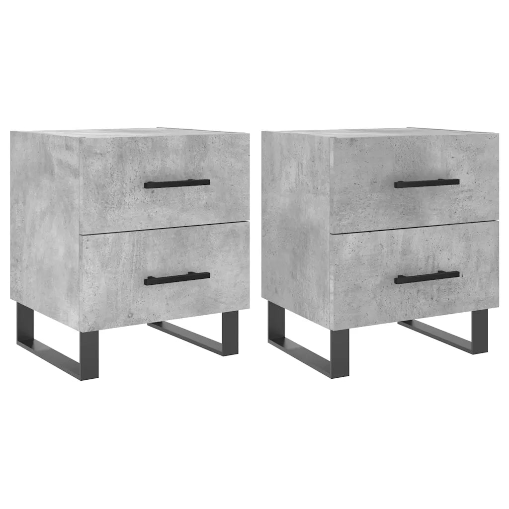 Comodini 2 pz Grigio Cemento 40x35x47,5 cm in Legno Multistrato 827365