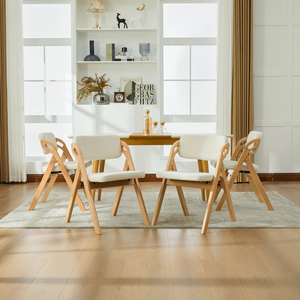 SEDIA Pieghevole Imbottita in Legno di Faggio Beige