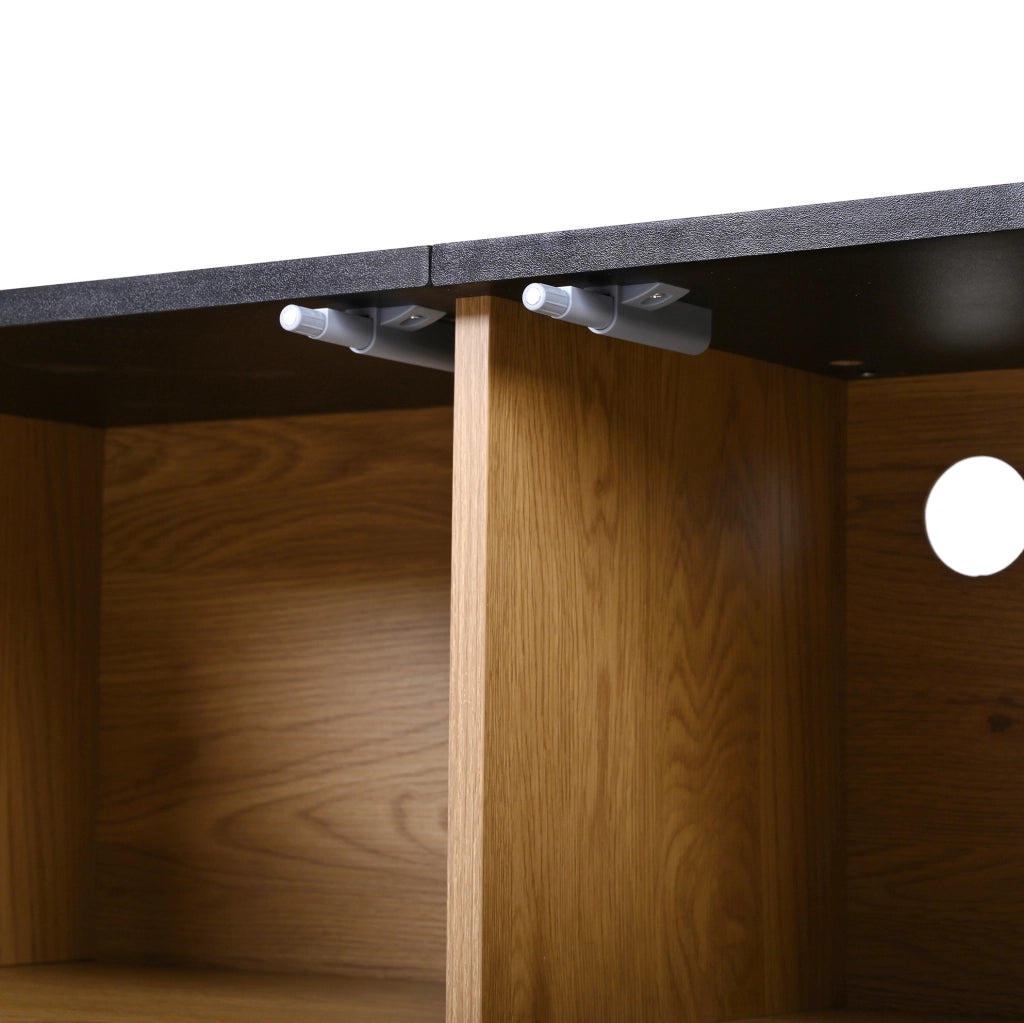 Mobile TV 190x35x45 cm con ante scorrevoli e griglia in MDF e pannello truciolare naturale