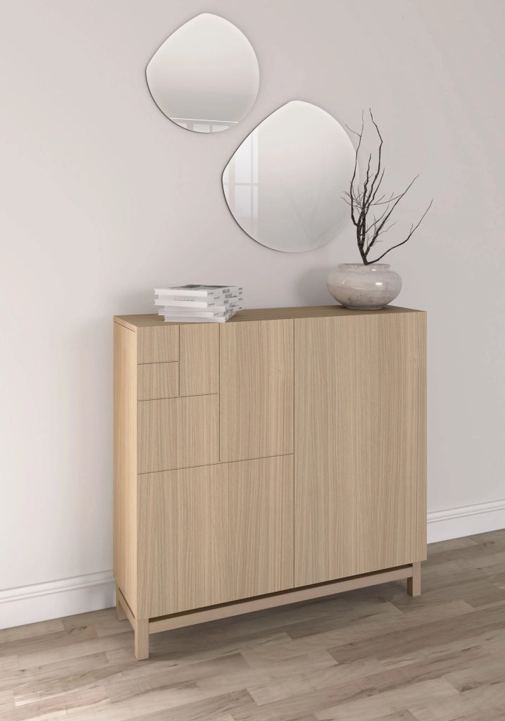 Scarpiera Herdasa effetto noce chiaro gambe noce chiaro 90x90x27