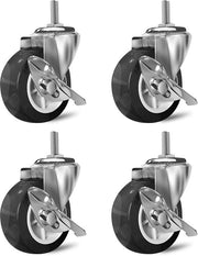 Ruote per mobili 4 pezzi - Ruote pesanti - Antiscivolo - 360° rotanti - Resistenti allo shock - Acciaio inossidabile - M8 x 15 mm - Ruote di trasporto