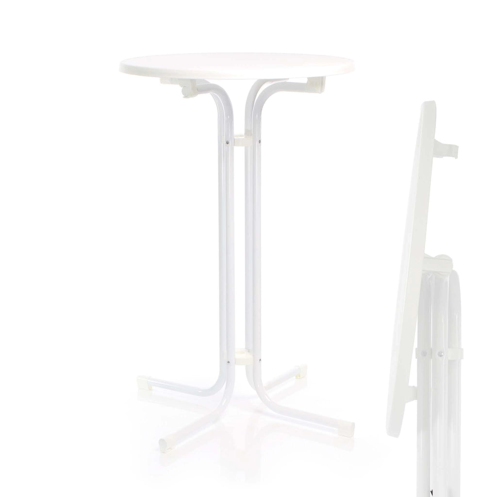 Toboli Tavolo alto da bar rotondo pieghevole bianco Ø 80 cm h 110 cm per interno ed esterno