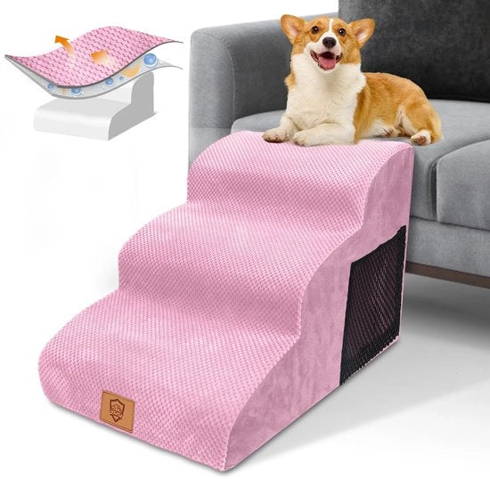 Trappola per cani per piccoli cani, Trappola per cani per divano di alta qualità con cuscinetto, Trappola per cani con fondo antiscivolo con copertura lavabile, Trappola per cani per letto e divano, 60 x 40 x 40 cm, Rosa