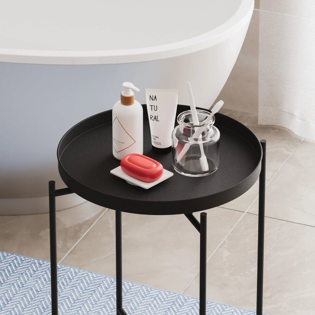 Tavolino in metallo "Sheby" 46 x 46 x 56 cm - Nero