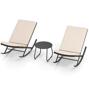 Set di 3 sedie a dondolo da bistrot 110 x 55 x 77 cm comode e rilassanti moderne in rattan PE nero e beige 20_0011742