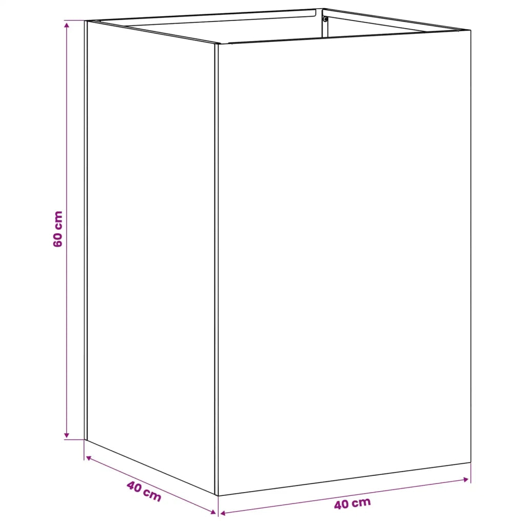 Vaso da giardino Nero 40 x 40 x 60 cm Acciaio laminato a freddo 8005876