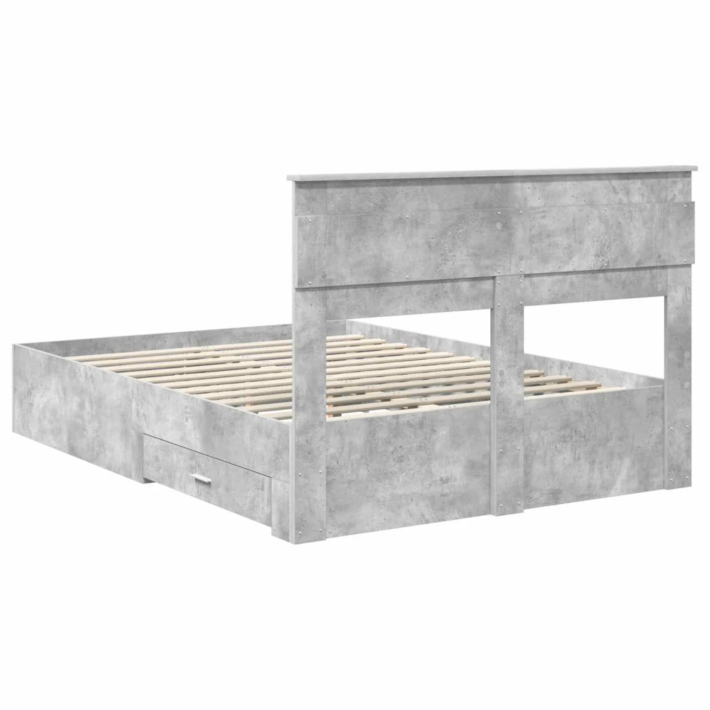 Struttura del letto con testiera Grigio cemento 140 x 190 cm