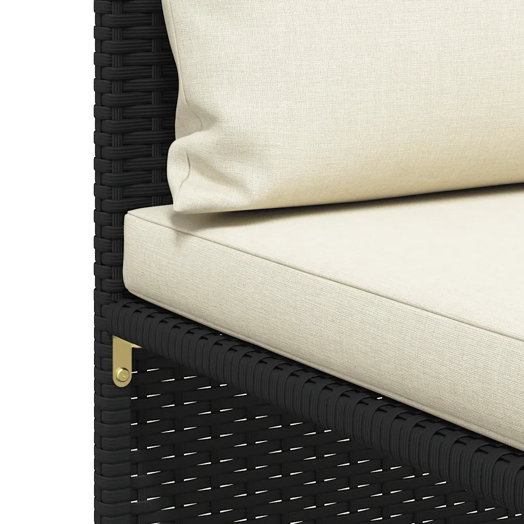 Set Divani da Giardino 3 pz con Cuscini in Polyrattan Nero cod mxl 70682