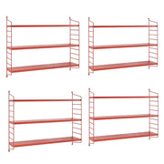 Set di 4 Scaffali da Parete Strängnäs a 3 Ripiani Regolabili  50 x 60 x 15 cm Acciaio Rosso [en.casa]