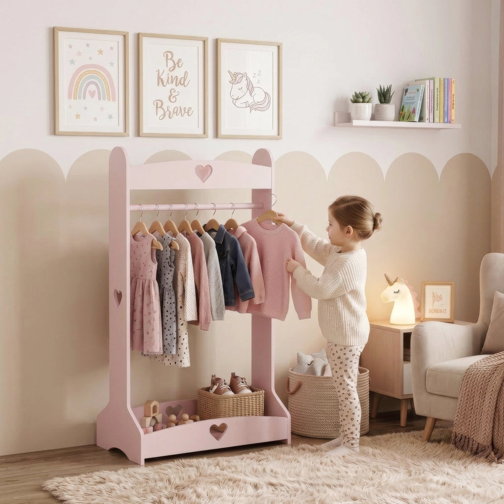 Appendiabiti da Terra Haandsvanssad per Cameretta 126x73x43 cm - Rosa [en.casa]