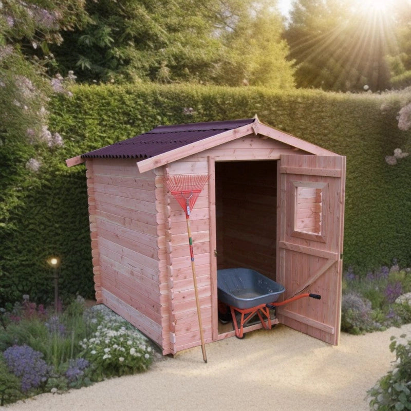 Casetta da giardino in legno 200x200 cm – Pareti 28 mm – Con pavimento e tetto lamiera – DU2020.01N Foresta