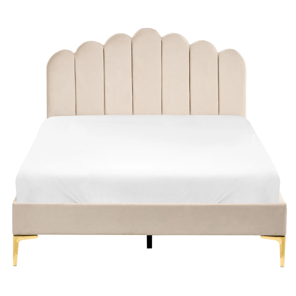 Letto matrimoniale 120 x 200 cm velluto Gambe in metallo beige con testiera e base a doghe