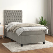 Giroletto a Molle con Materasso Grigio Chiaro 100x200cm Velluto 3143187