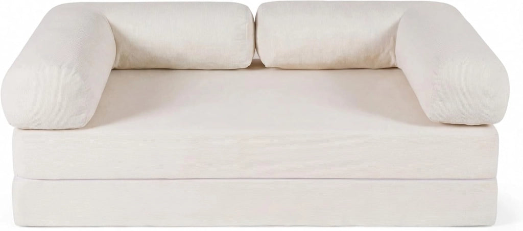Divano Letto 2 Posti Pieghevole, Divanetto Trasformabile in Tessuto di Velluto con 2 Braccioli Rimovibili e Base Antiscivolo, Poltrona Letto Convertibile per Soggiorno, Camera da Letto