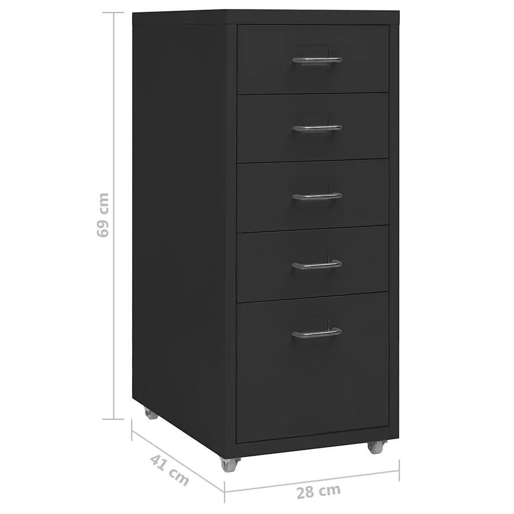 Schedario Mobile Nero 28x41x69 cm in Metallo CFW9335579