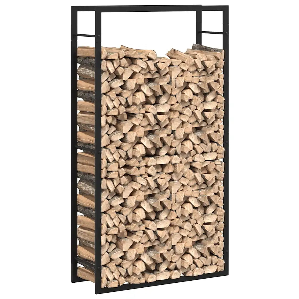 Portalegna Nero Opaco 80x28x154 cm in Acciaio