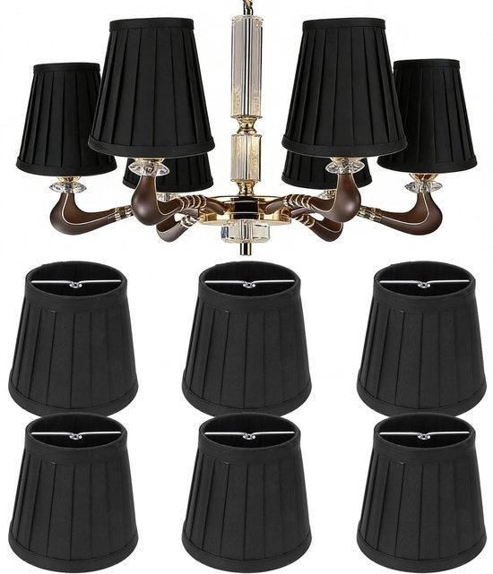 Lampenkap nera - 6 pezzi - Lampenkappen in tessuti moderni - E14 lampada da parete - Decorazione per camera - Design scandinavo - Ideale per la casa