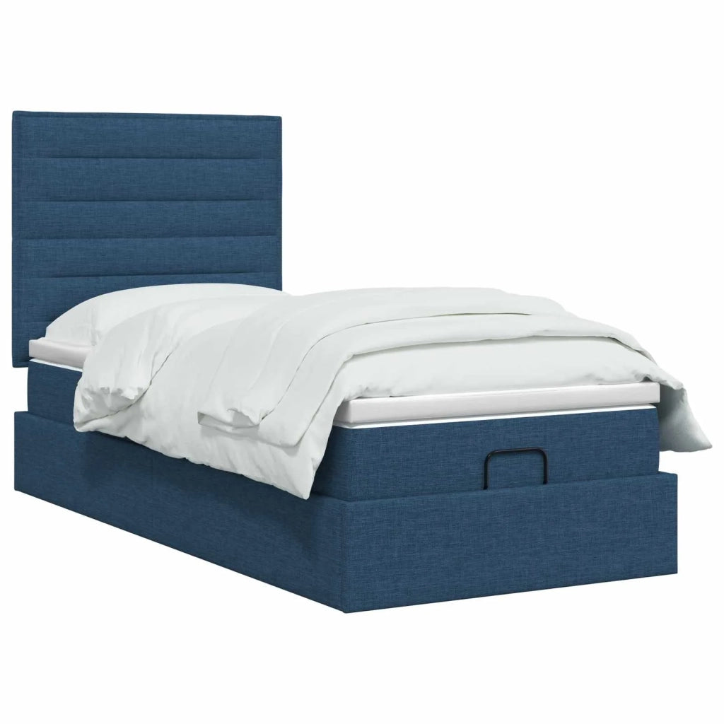 Letto ottomano con materasso Blu 90 x 190 cm Tessuto 3457375