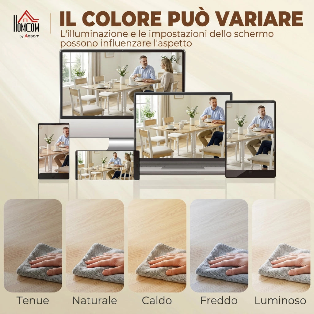 Tavolo Pieghevole da Pranzo Allungabile Legno Naturale ¨C zephmum ¨C 2-6 Persone