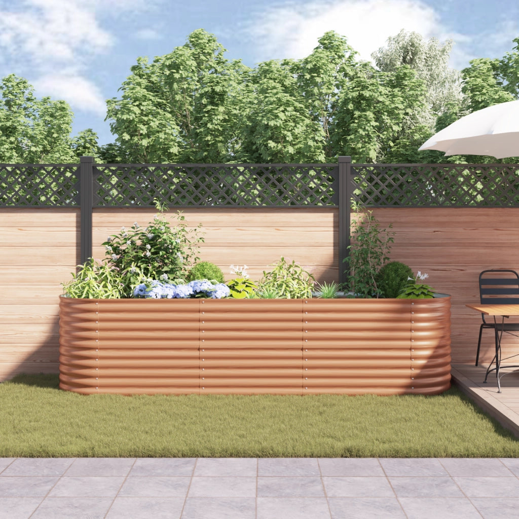 Fioriera Sollevata Effetto Legno Metallo 320 X 80 X 81 cm