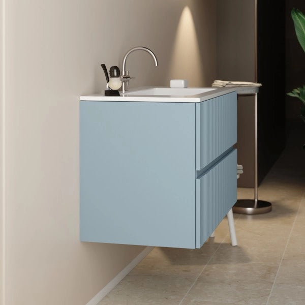 Mobile bagno sospeso modello sophia 80cm  Base sospesa -lavabo - azzurro polvere -specchio escluso  mobo