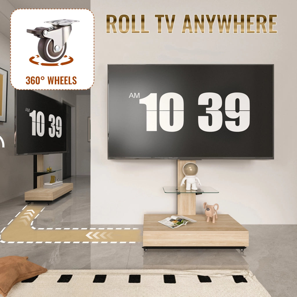Cassettiera per TV in MDF e metallo colore legno naturale lunghezza 80 cm