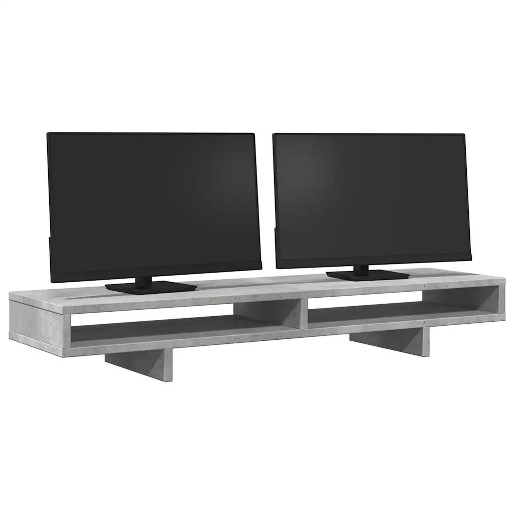 Supporto Monitor Grigio Cemento 100x27x15cm Legno Massello Pino 854754
