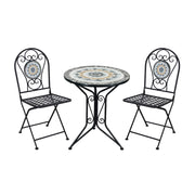 Set Bistrot Tavolino Con 2 Sedie Con Mosaico In Ceramica Per Esterno Terrazzo Giardino Pieghevoli Patio Casa,Bar,Ristoranti,Mobili Giardino Mod-Gela