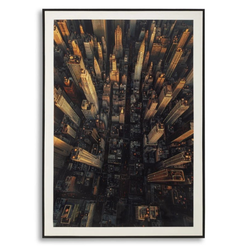 Stampa Su Tela Laccata New York Con Cornice -a- cm 72x4x102