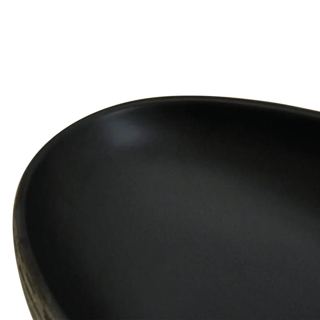 Lavabo da Appoggio-Lavandino-Lavello Grigio e Nero Ovale 59x40x14 cm Ceramica 192813
