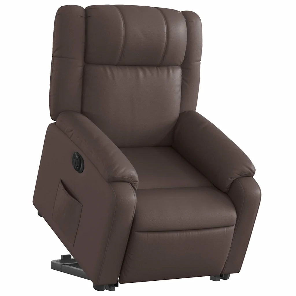 Poltrona Alzapersona Reclinabile Marrone in Similpelle 3205166