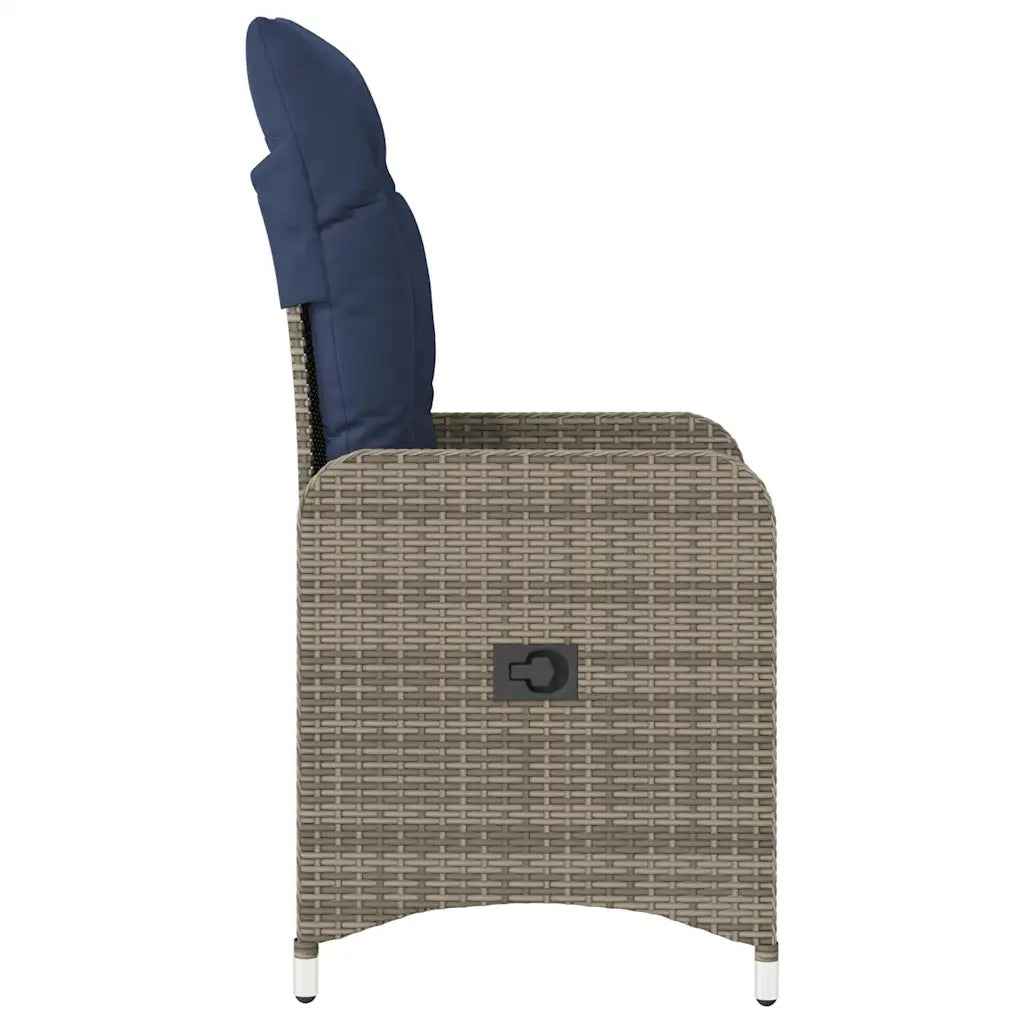 vidaXL Sedia da giardino reclinabile con cuscini grigia in polyrattan