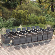 Set da Pranzo per Giardino 19 pz con Cuscini Polyrattan Grigio cod mxl 36010