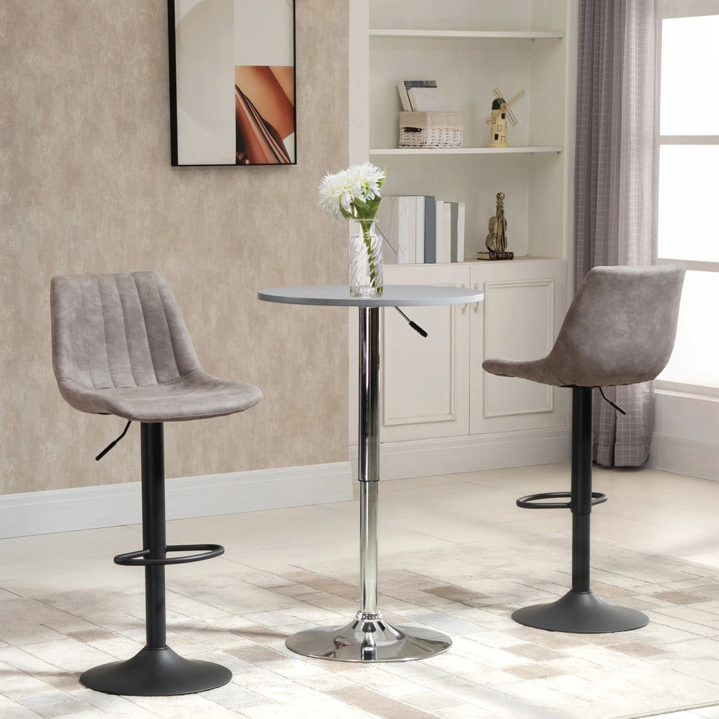 Sgabello da Bar con Schienale ¨C Xylo ¨C Regolabile Stile Industriale Grigio Set 2 Pezzi