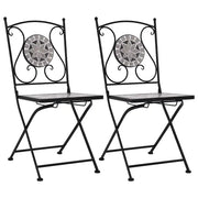 Sedie da BistrÃ² con Mosaico 2 pz Grigie cod mxl 7112